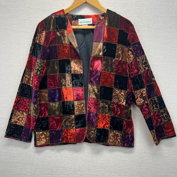 Willow Ridge Jackets & Blazers - Willow Ridge Women Patchwork Velvet Blazer Jacket Open Front Multicolor Lined XL